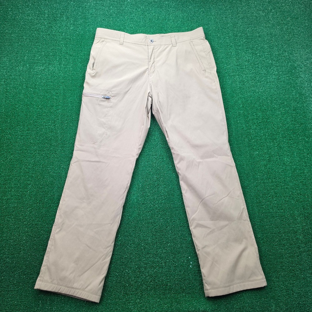Eddie Bauer Rainier Fleece Lined Outdoor Pants Mens 38x32‎ Beige Hiking Cargo